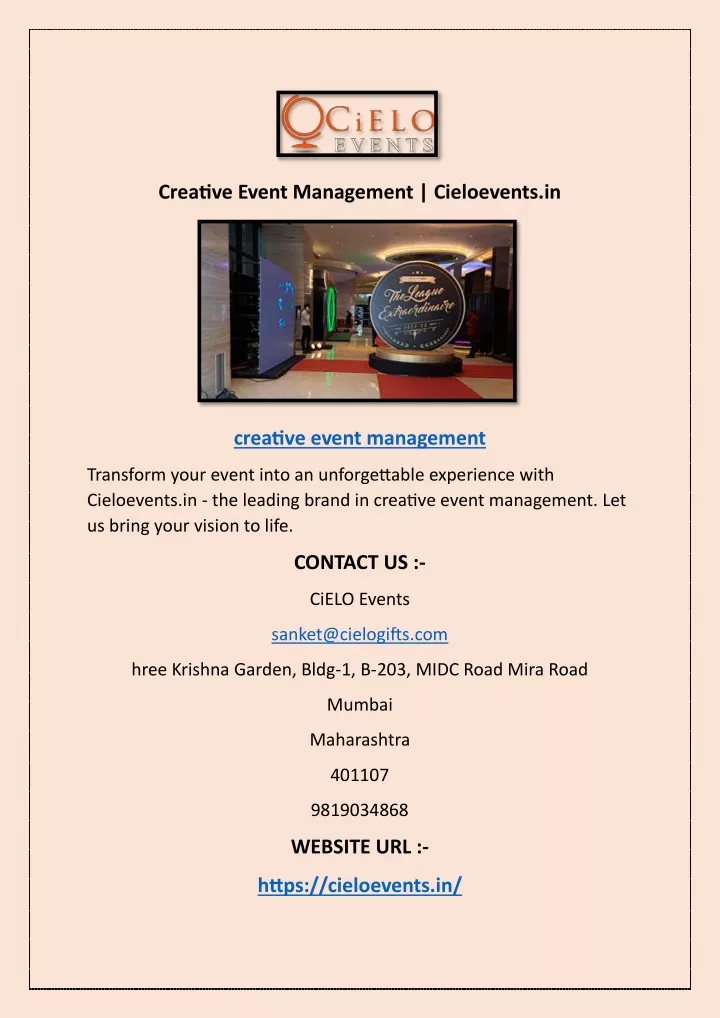 creative event management cieloevents in