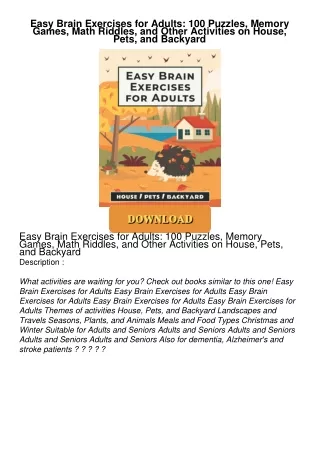 Easy-Brain-Exercises-for-Adults-100-Puzzles-Memory-Games-Math-Riddles-and-Other-Activities-on-House-Pets-and-Backyard