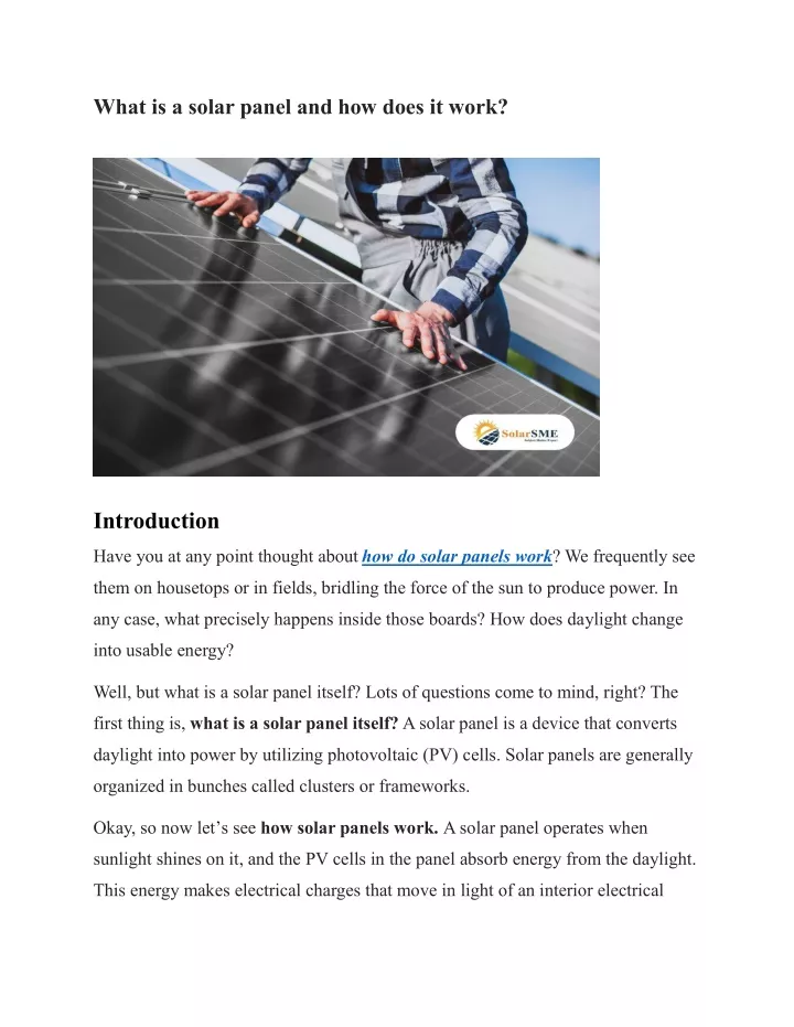 what is a solar panel and how does it work