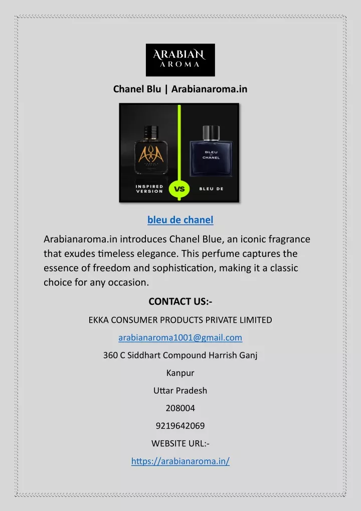 chanel blu arabianaroma in