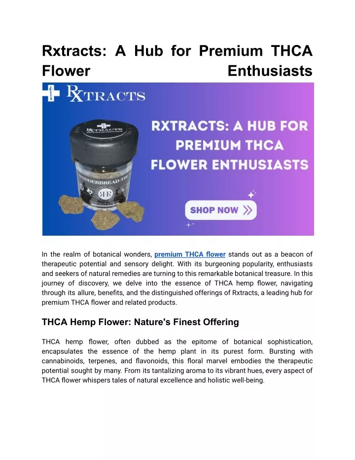 rxtracts a hub for premium thca flower