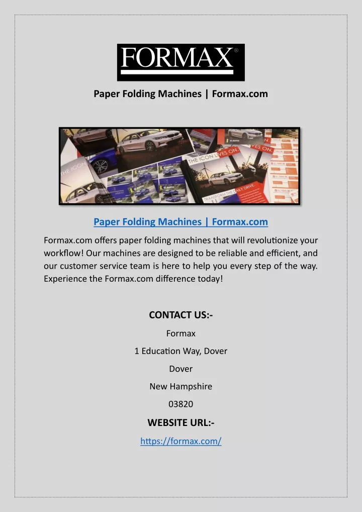 paper folding machines formax com