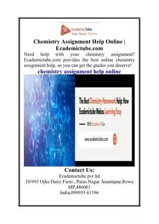 chemistry assignment help online ecademictube