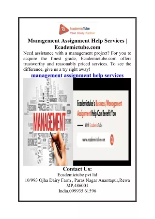 Management Assignment Help Services  Ecademictube.com