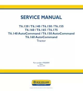 New Holland T6.140 Tractor Service Repair Manual