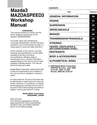 2004 Mazda 3 Service Repair Manual