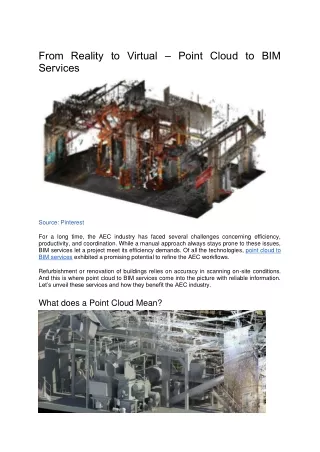 From Reality to Virtual– Point Cloud to BIM Services