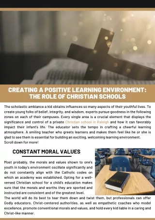 Creating a Positive Learning Environment: The Role of Christian Schools