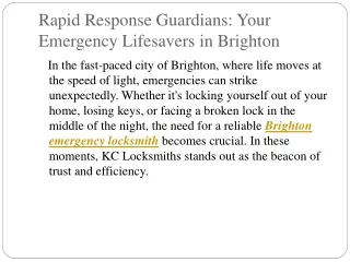 Brighton Emergency Locksmith