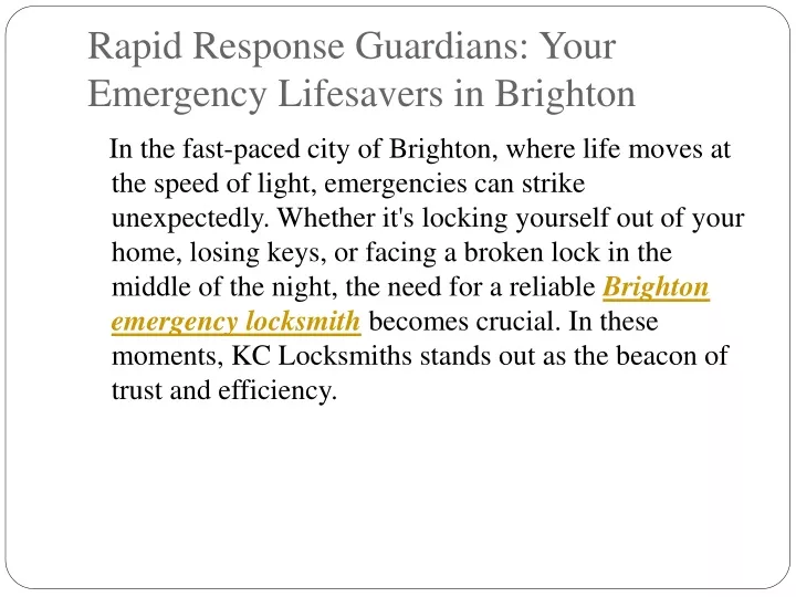 rapid response guardians your emergency lifesavers in brighton