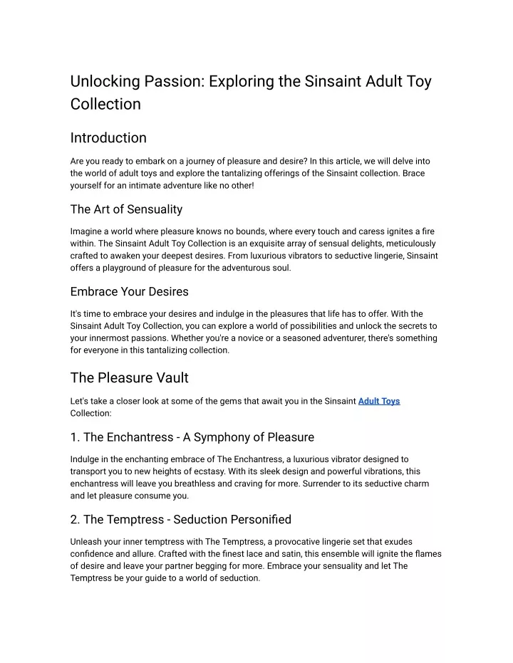 unlocking passion exploring the sinsaint adult