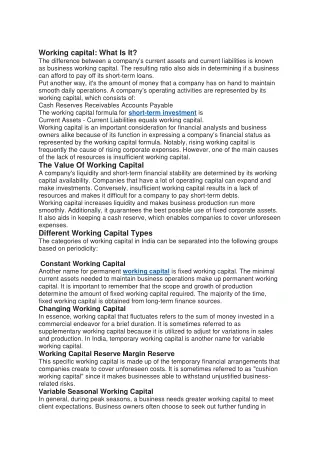 working capital what is it the difference between