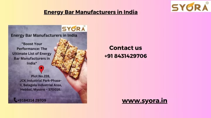 energy bar manufacturers in india