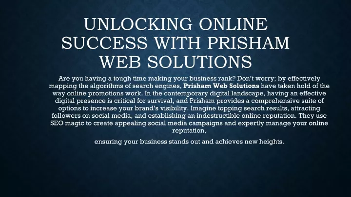 unlocking online success with prisham web solutions