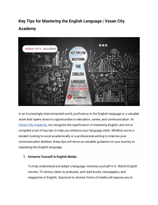 key tips for mastering the english language vasan