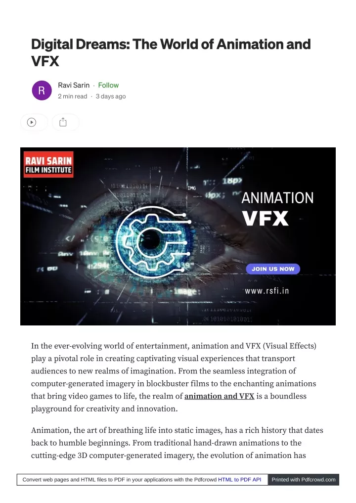 digital dreams the world of animation and vfx