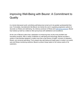 improving Well-Being with Beurer_ A Commitment to Quality