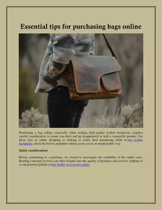 Essential tips for purchasing bags online