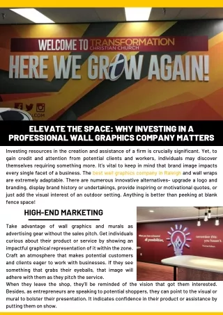 Elevate The Space: Why Investing in a Professional Wall Graphics Company Matters