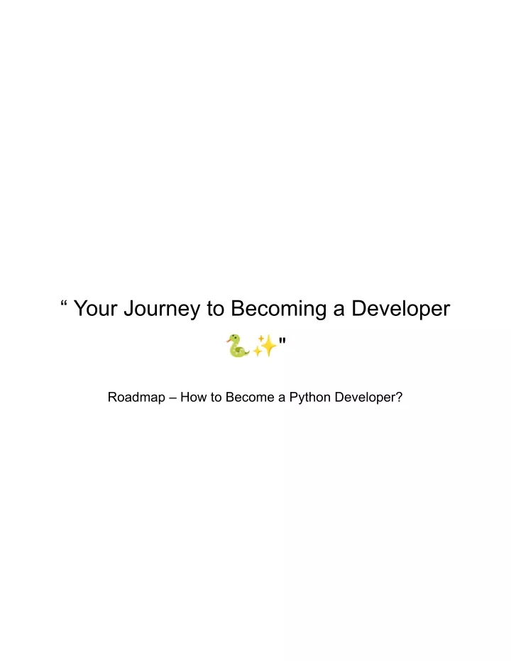 your journey to becoming a developer