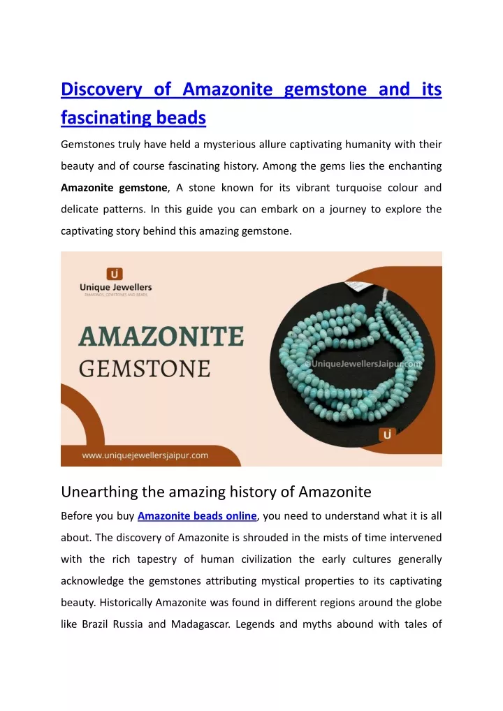 discovery of amazonite gemstone