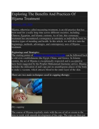 Exploring The Benefits And Practices Of Hijama