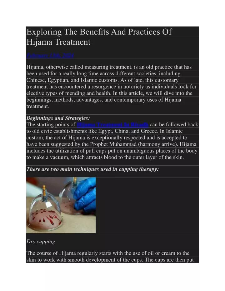 exploring the benefits and practices of hijama