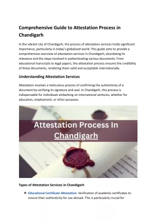 Comprehensive Overview of The Process of Attestation Services in Chandigarh