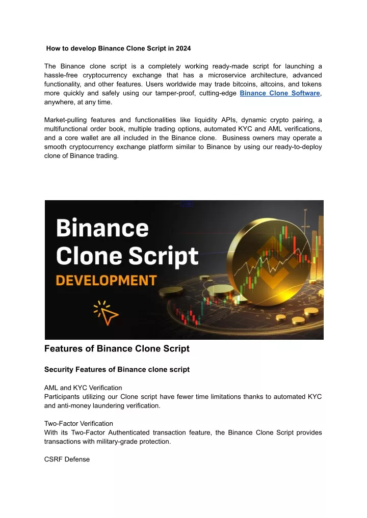 how to develop binance clone script in 2024