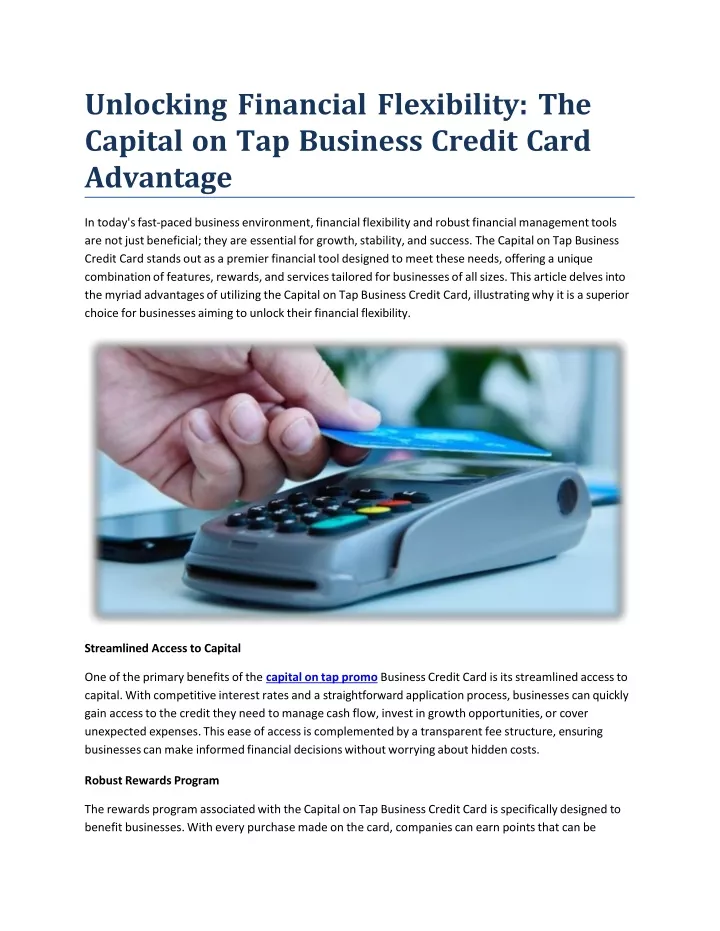 unlocking financial flexibility the capital on tap business credit card advantage