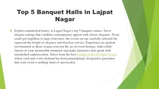 Top 5 Banquet Halls in Lajpat Nagar
