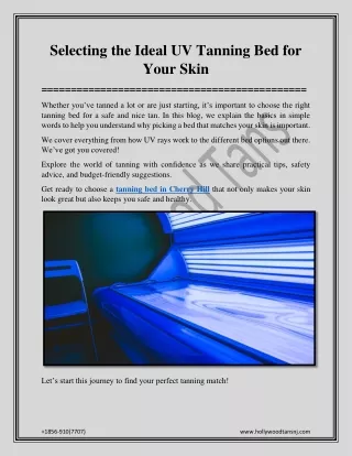 Selecting the Ideal UV Tanning Bed for Your Skin