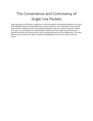 the convenience and controversy of single