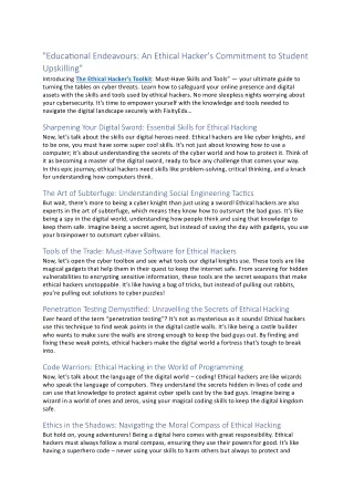 educational endeavours an ethical hacker