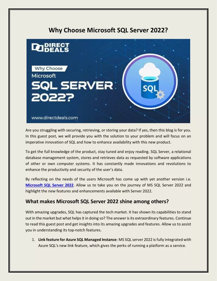 why choose microsoft sql server 2022