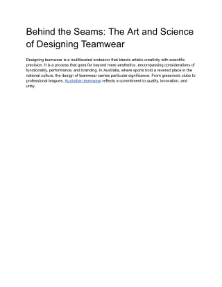 Behind the Seams_ The Art and Science of Designing Teamwear
