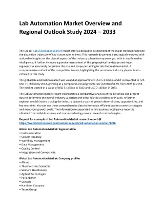 lab automation market overview and regional