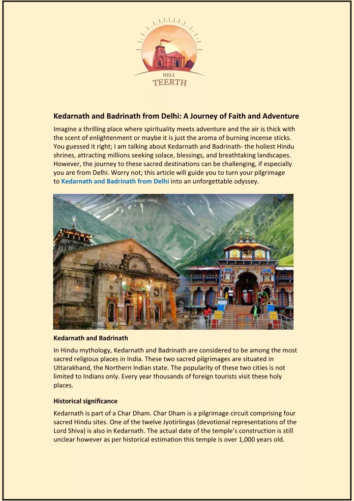 kedarnath and badrinath from delhi a journey