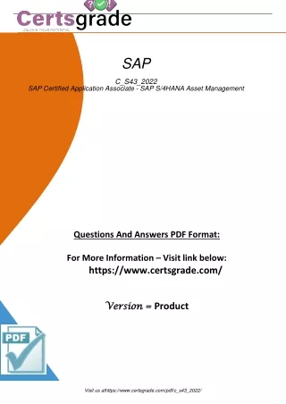 Master Asset Management with C_S43_2022 SAP Certification - Attain SAP Certified Application Associate in SAP S4HANA Ass