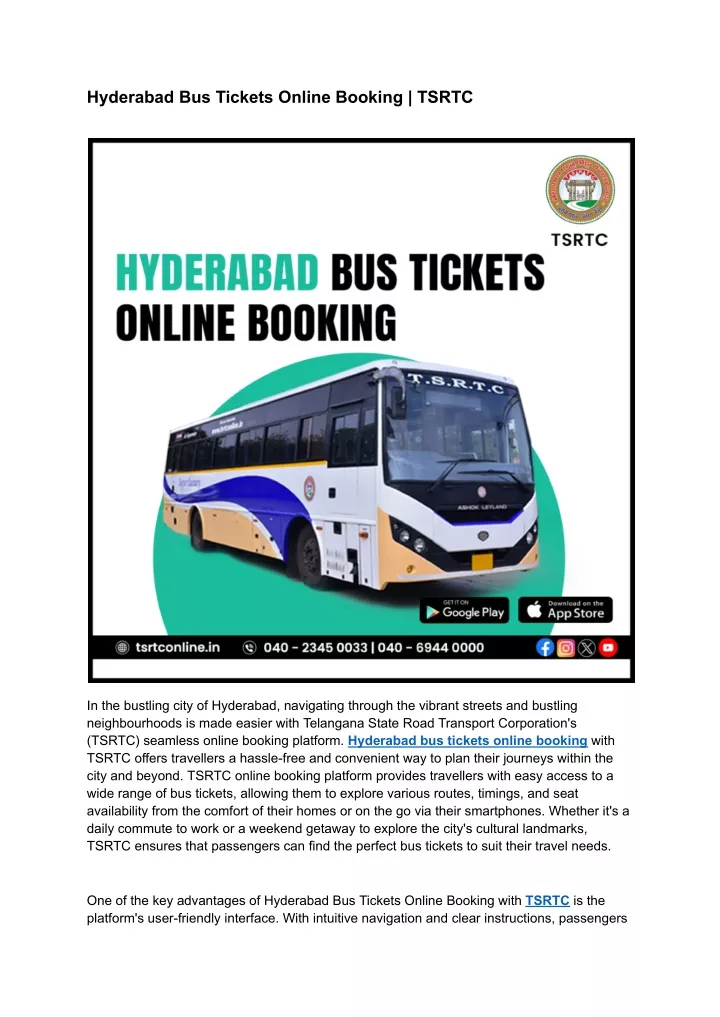 hyderabad bus tickets online booking tsrtc