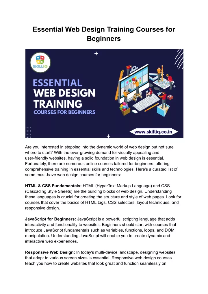essential web design training courses