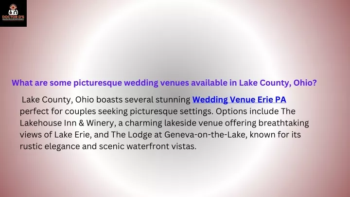 what are some picturesque wedding venues
