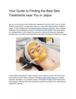 Your Guide to Finding the Best Skin Treatments near You in Jaipur