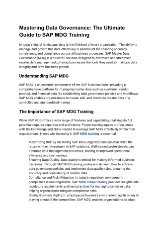 SAP MDG Training