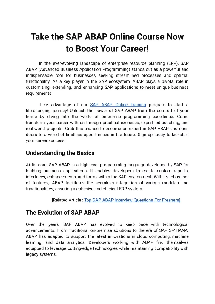 take the sap abap online course now to boost your