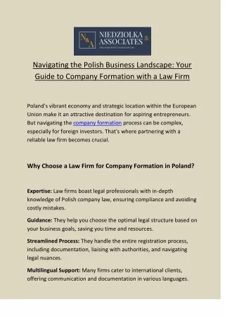 Navigating the Polish Business Landscape Your Guide to Company Formation with a Law Firm