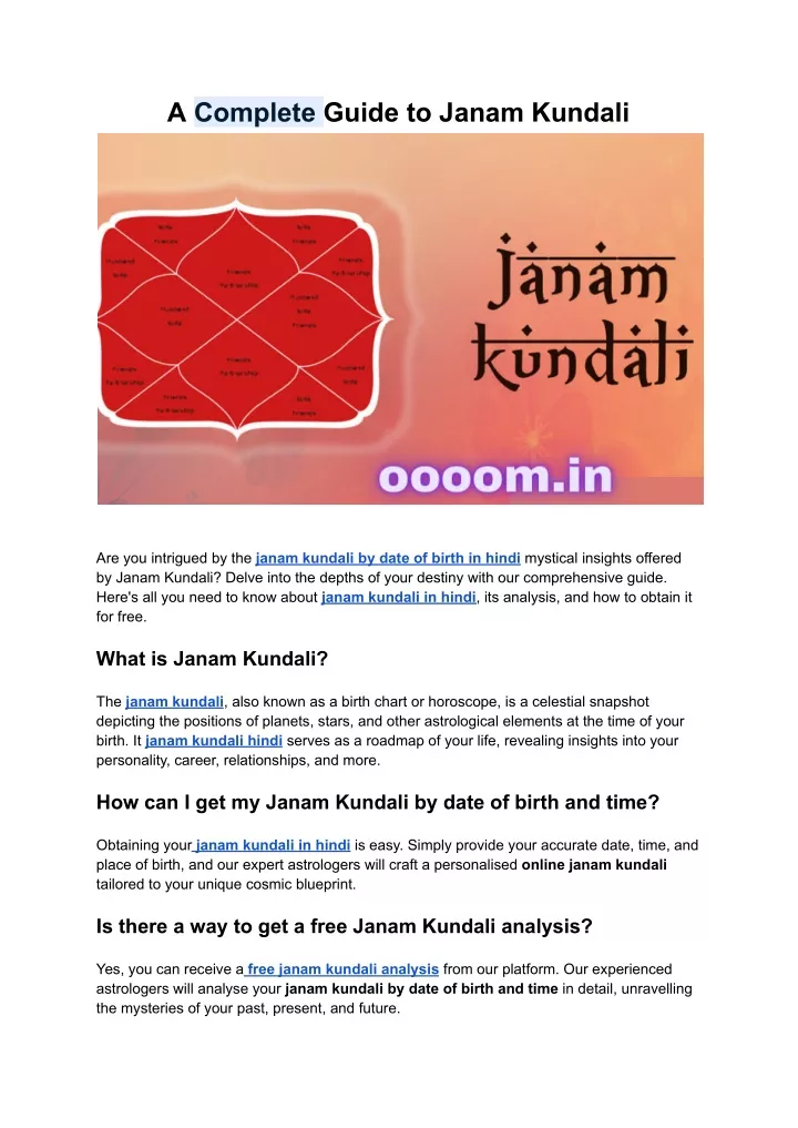 a complete guide to janam kundali