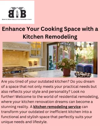 Enhance Your Cooking Space with a Kitchen Remodeling