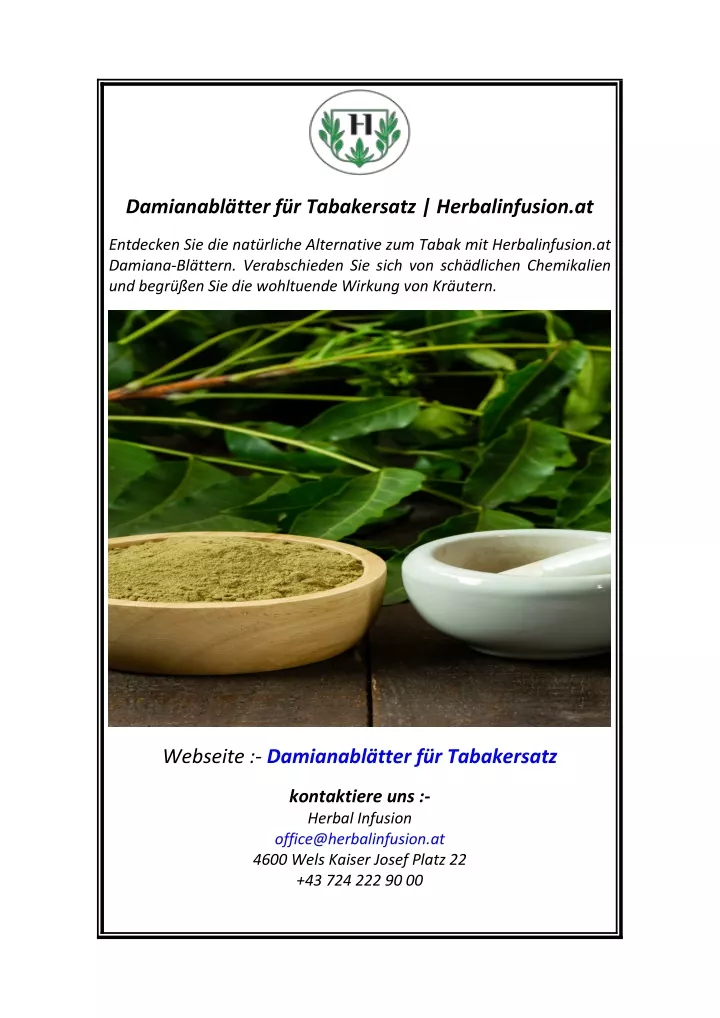 damianabl tter f r tabakersatz herbalinfusion at