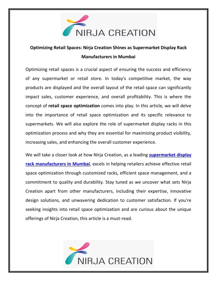 optimizing retail spaces nirja creation shines